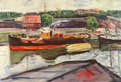Porträt von Lübeck mit einem Dampfer von Edvard Munch